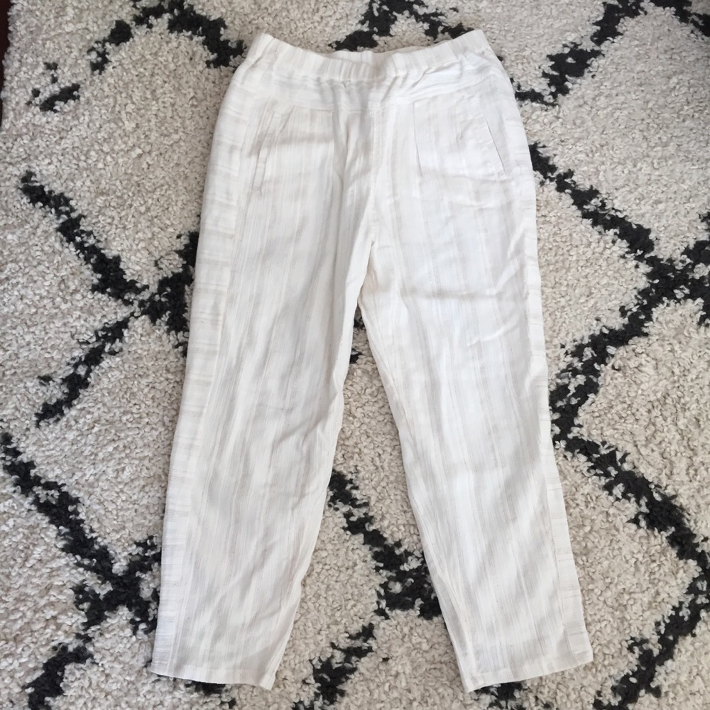 Anthropologie white cotton pants